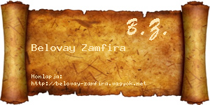 Belovay Zamfira névjegykártya